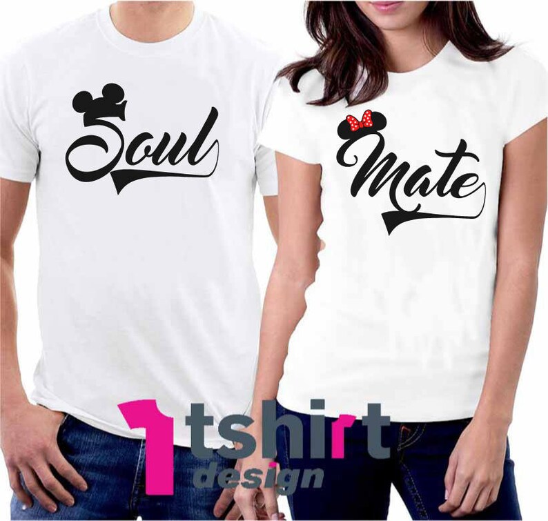 Wifey and Hubby Cute Soul Mate Disney Couple matching cute T-Shirts S-4XL