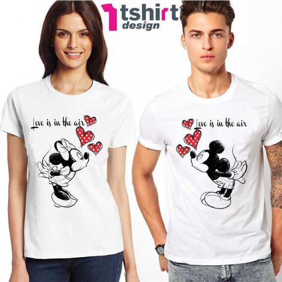 Love is in the air Disney Matching Shirts. Drawing sketch | Etsy