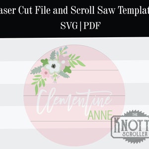Clementine Floral Laser  file, Glowforge SVG, Flower cut file, Nursery sign SVG, Cut file, Instant download, Flower SVG file, Laser cut file