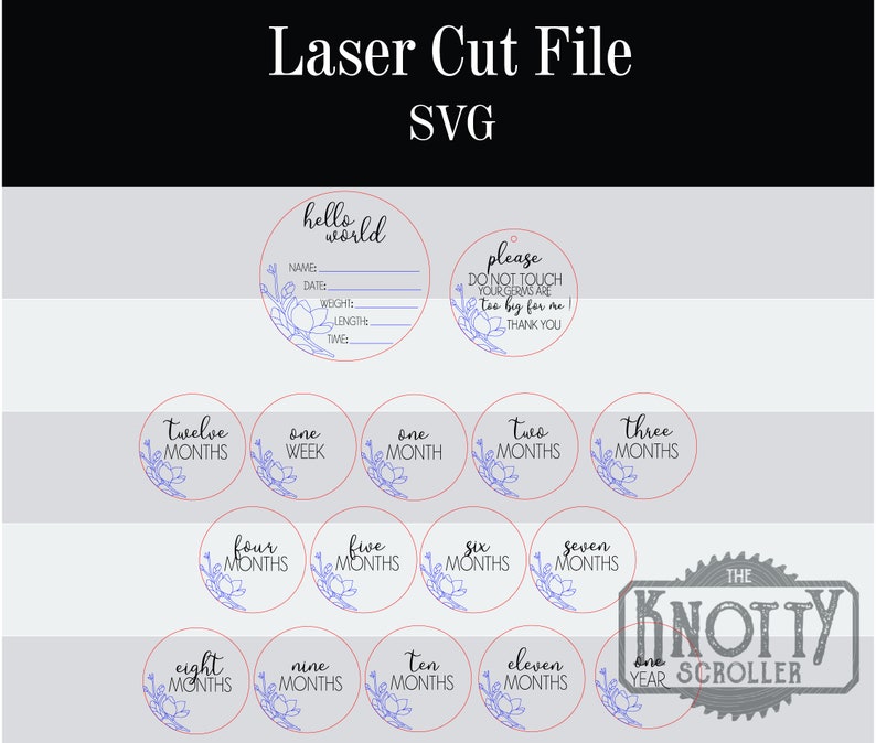 Monthly Milestone SVG Laser Cut File Floral Monthly | Etsy