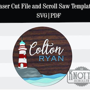 Lighthouse Laser  file, Glowforge SVG, boys room cut file, Nursery sign SVG, Cut file, Instant download, nautical sign, Laser cut file