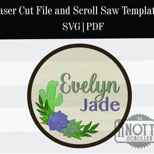 Succulent cactus Laser file, Glowforge SVG, Flower cut file, Nursery sign SVG, Cut file, Instant download, Flower SVG file, Laser cut file