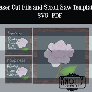 Peony  Laser Cut file sign svg , Glowforge SVG, Flower cut file, Nursery sign SVG, Single line cut, Flower SVG file, Laser cut file