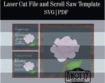 Peony  Laser Cut file sign svg , Glowforge SVG, Flower cut file, Nursery sign SVG, Single line cut, Flower SVG file, Laser cut file
