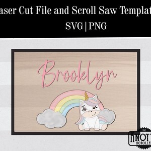 Brooklyn Unicorn teken SVG, Glowforge SVG, laser bloemen SVG, kwekerij teken SVG, één regel knippen, bloem SVG-bestand, laser gesneden bestand