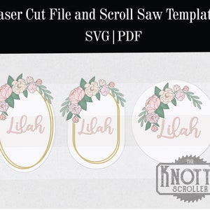 Ovale bloementeken SVG, Glowforge SVG, laser bloemen SVG, kwekerij teken SVG, één regel knippen, bloem SVG-bestand, lasergesneden bestand