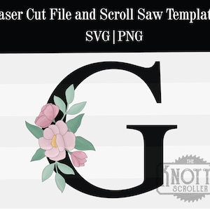 Letter G floral sign svg, Glowforge SVG, Flower cut file, Nursery sign SVG, Single line cut, Flower SVG file, Laser cut file
