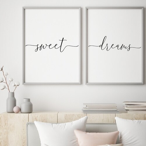 Sweet Dreams Print Bedroom Prints Double Prints Set of 2 Etsy UK
