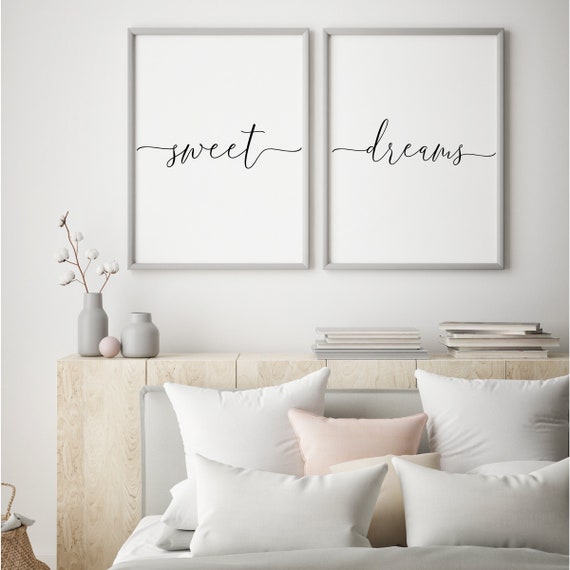 Sweet Dreams Print Bedroom Prints double prints set of 2 Etsy
