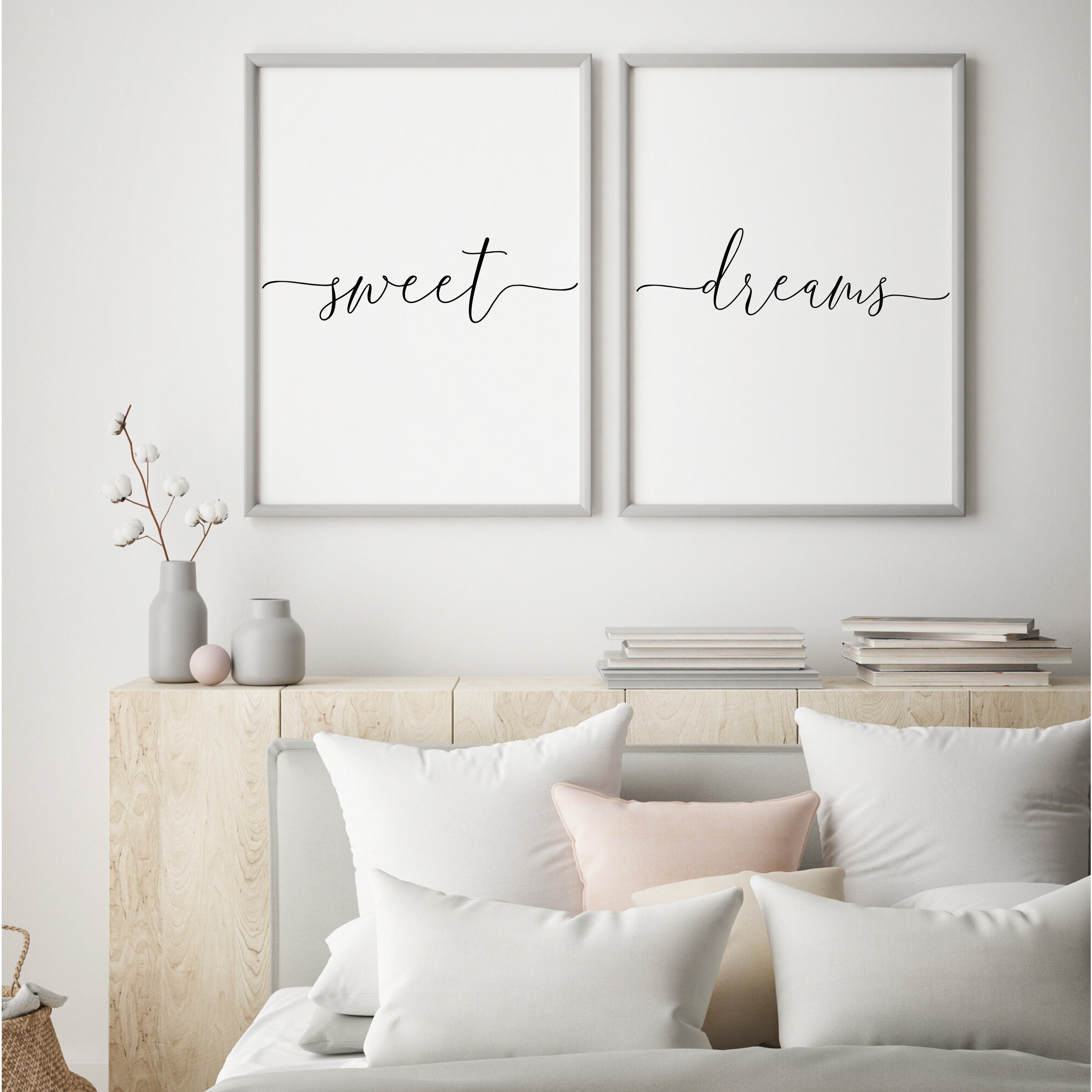 Sweet Dreams Makes a Great Bedroom Decor Under $25 Set of Two 11x14 Unframed Typography Art Prints 