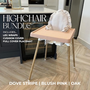 IKEA highchair Dove Stripe bundle set | Cushion cover | Full cover placemat | leg wraps