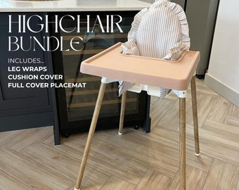 IKEA highchair Dove Stripe bundle set | Cushion cover | Full cover placemat | leg wraps