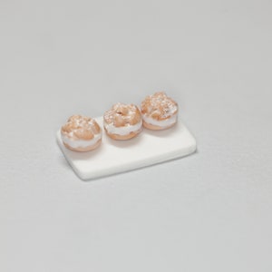 3 cream large profiteroles  Miniature Dollhouse Food Accessory in  1/12 12th scale Dolls House Miniature