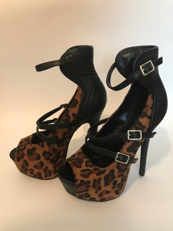 Sexy Pumps Leopard High heels Faux Leather Stiletto Platform