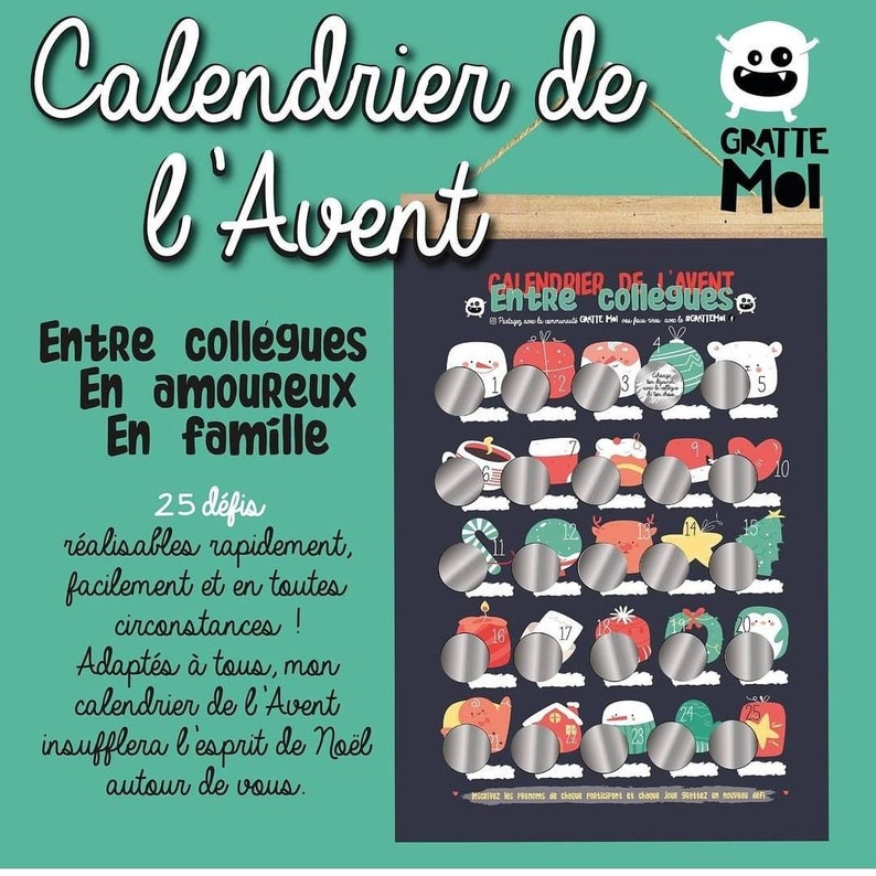 Calendrier de l'avent ENTRE COLLÈGUES 25 défis et | Etsy