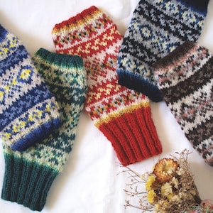 Fair isle Design Fingarless Gloves