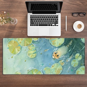 XL Raccoon Crossing Pond Mouse Mat, Cute pring guardian, spitit wild life nature animal