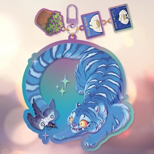 Derpy & Sussie - XL Rainbow Keychain, KPop Demon Hunters tiger magpie - PREORDER