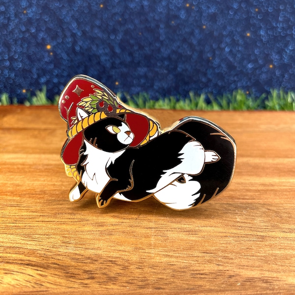 Frejya Hard Enamel Pin, witch norwegian cat, cute halloween animal familiar wizard nature