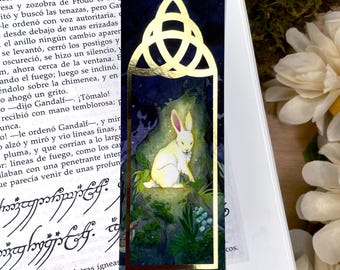 Hidden Gold Foil Bookmarks, Magic animal Rabbit Bunny in Fantasy Forest
