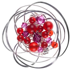 Silver swirl brooch with carnelian stones