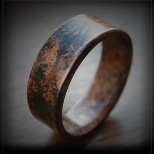 Burnt copper - black - red - handmade - distressed - ring