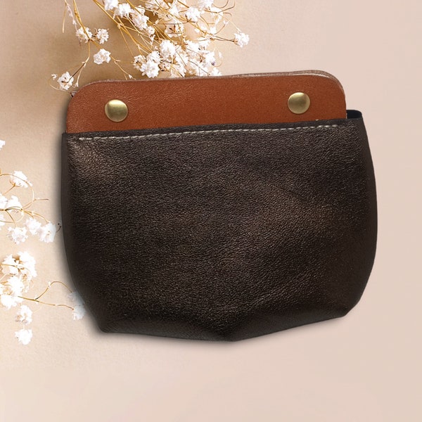 Pochette organiseur cuir cuivre