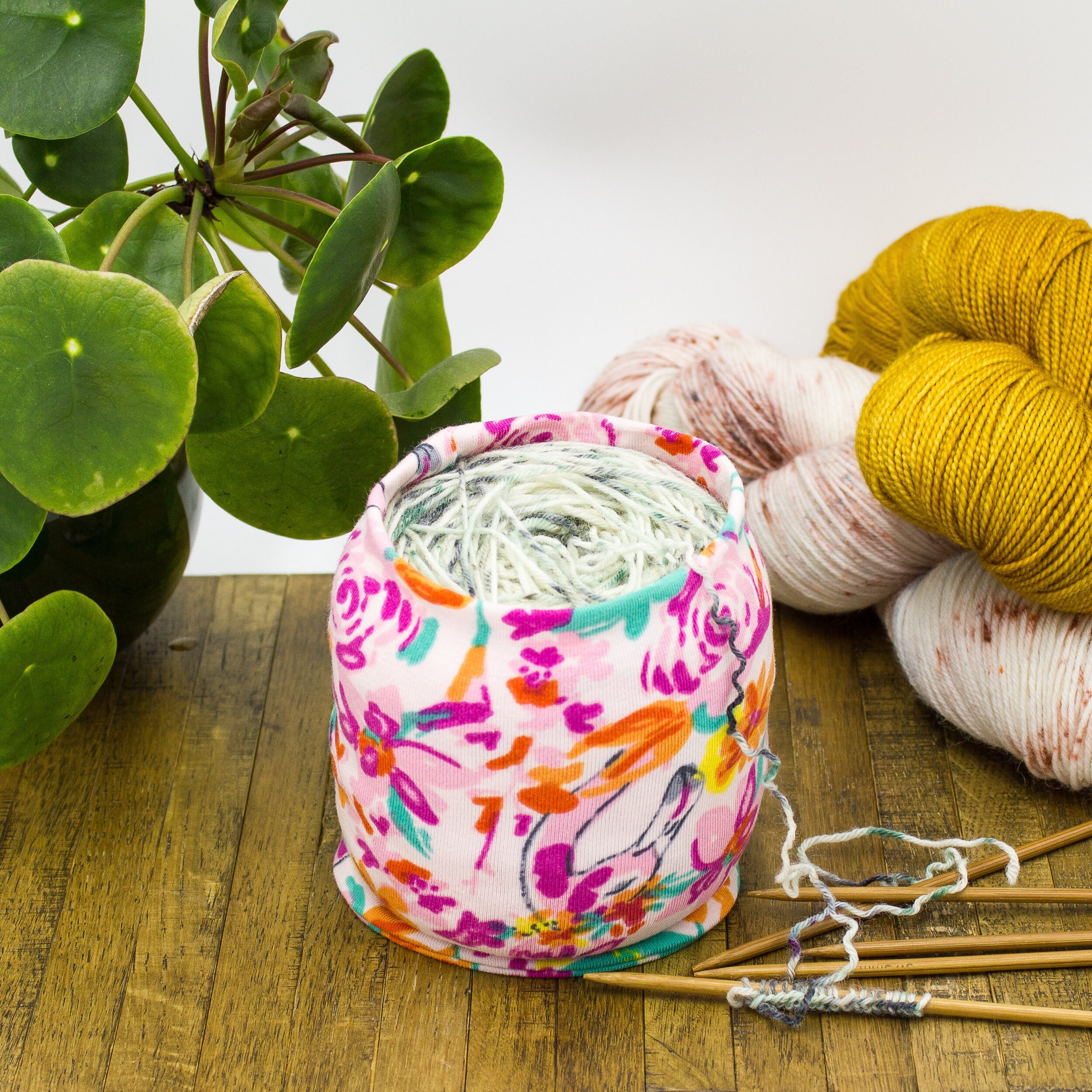 Yarn Cake Cozy Floral Flamingo Yarn Cozy Fabric Yarn Bowl Etsy
