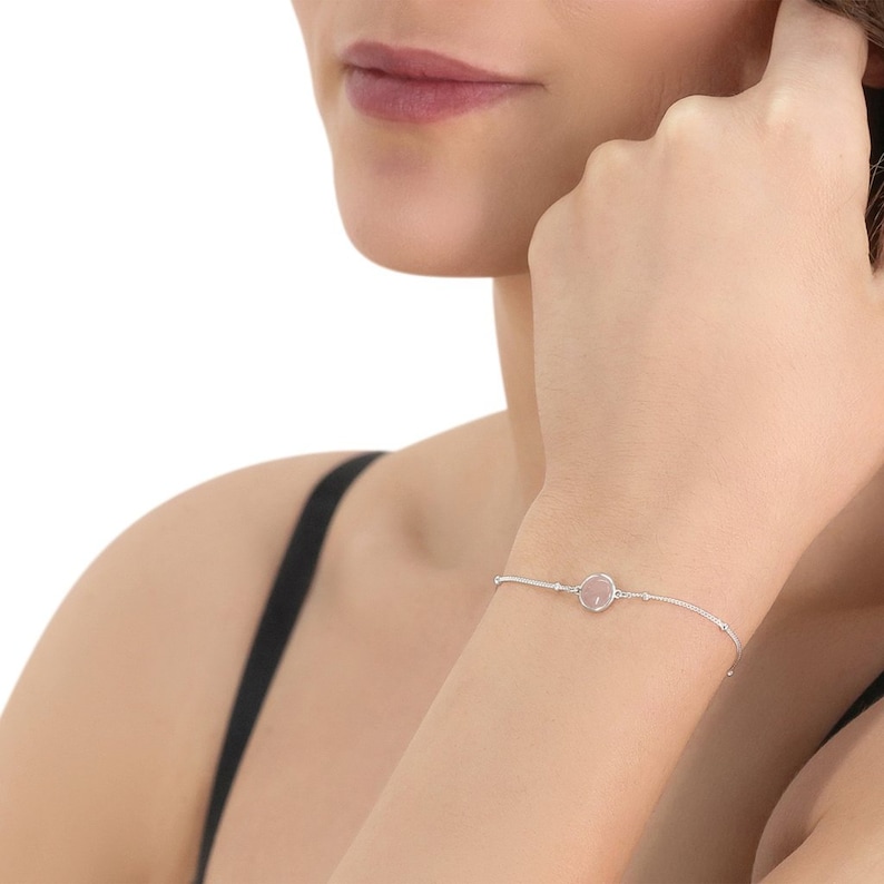 Rose Quartz Stone Chain Bracelet
