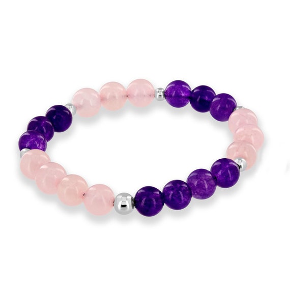 Rose quartz and amethyst bracelet deals