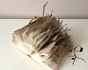 Art du livre| Sculpture de livre : L'automne doré | signé | directement de l'artiste