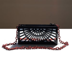 Phoebe acrylic clutch in black with mirror