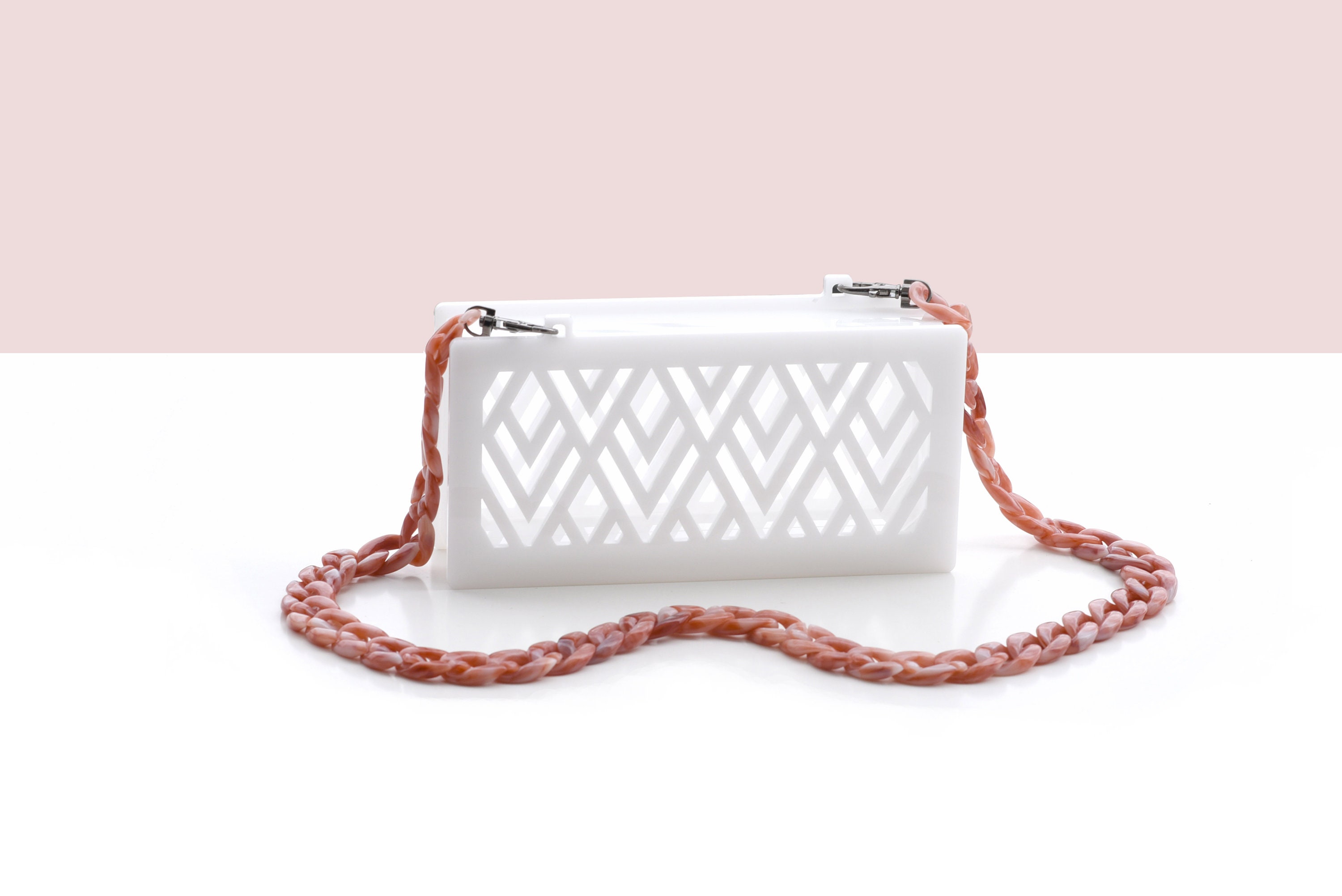 white acrylic clutch