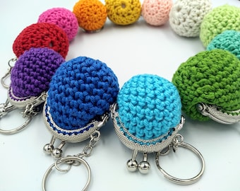 Porte-monnaie au crochet, 100% coton, fait main avec fermeture clic-clac vintage,  idée cadeau pour femme et fille, handmade, made in Italy