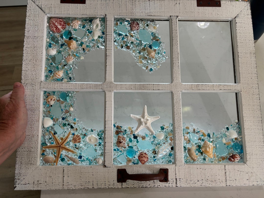 Beach Glass/sea Glass Beach Window Resin Art Seashell Art - Etsy