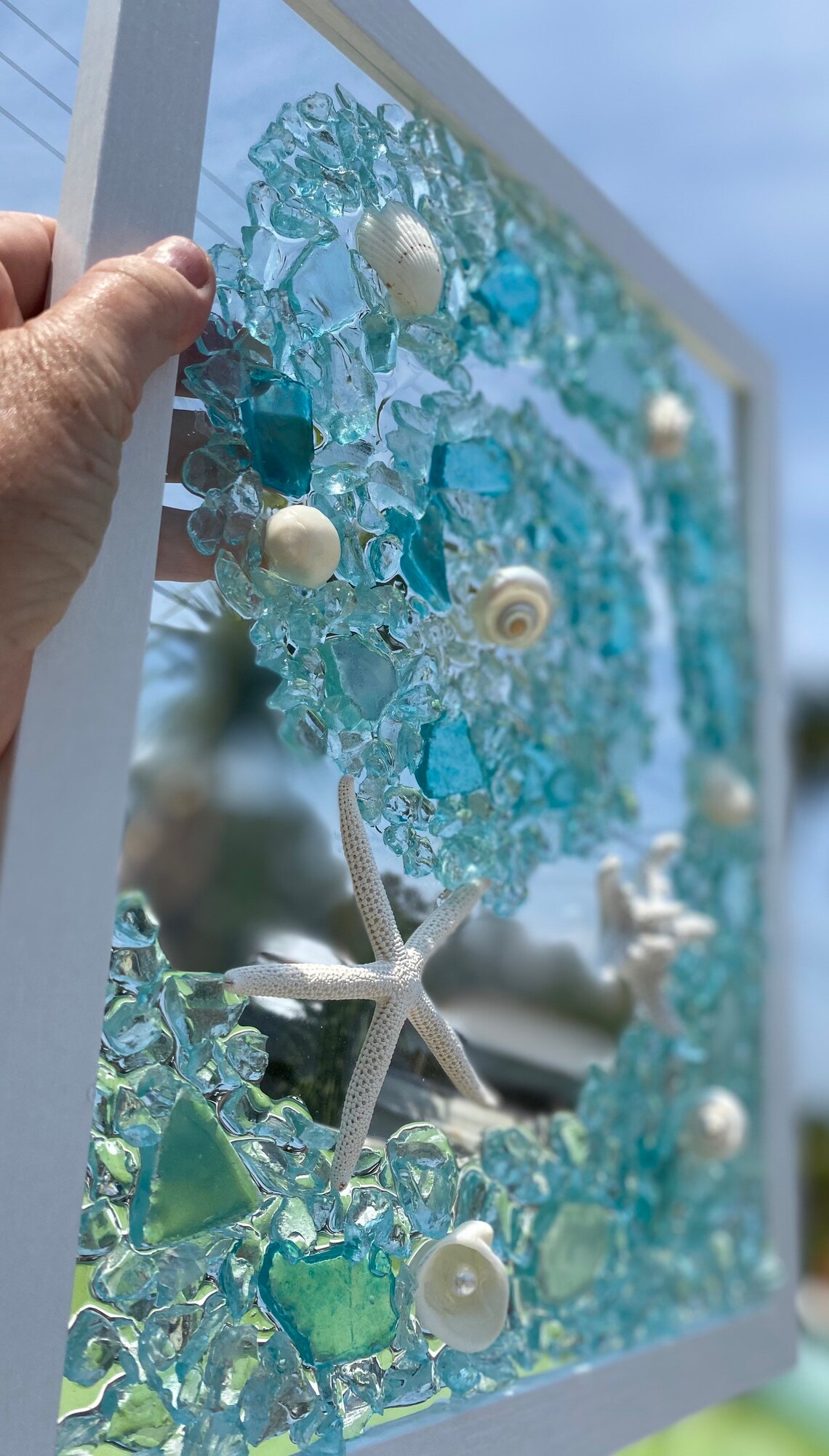 Beach Glass/Sea Glass Mosaic Wave Beach Window Beach House Etsy