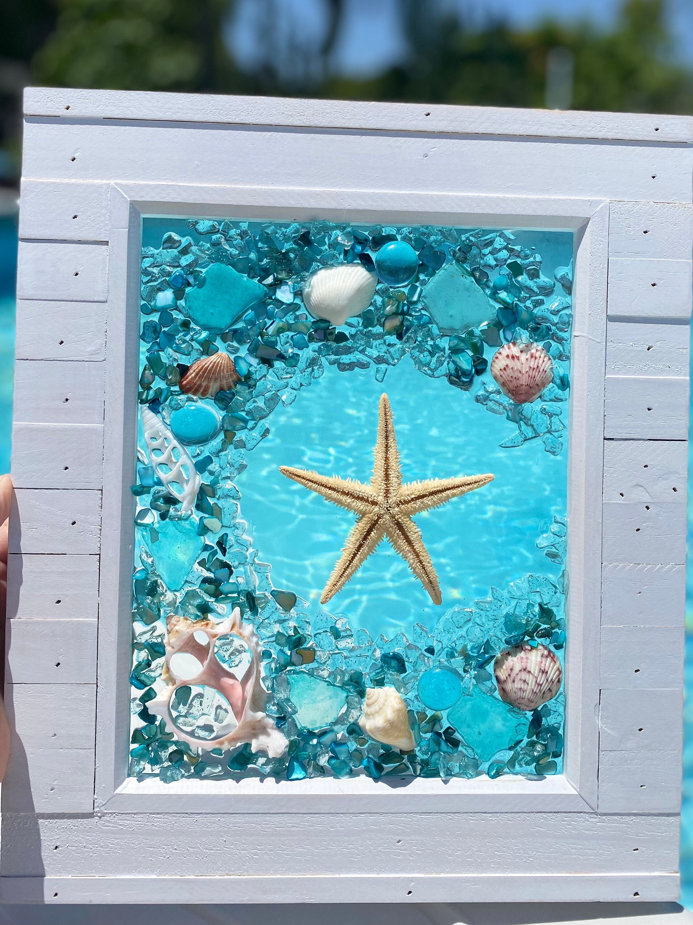 Beach Glass/Sea Glass Mosaic Beach Window Beach House Decor Etsy