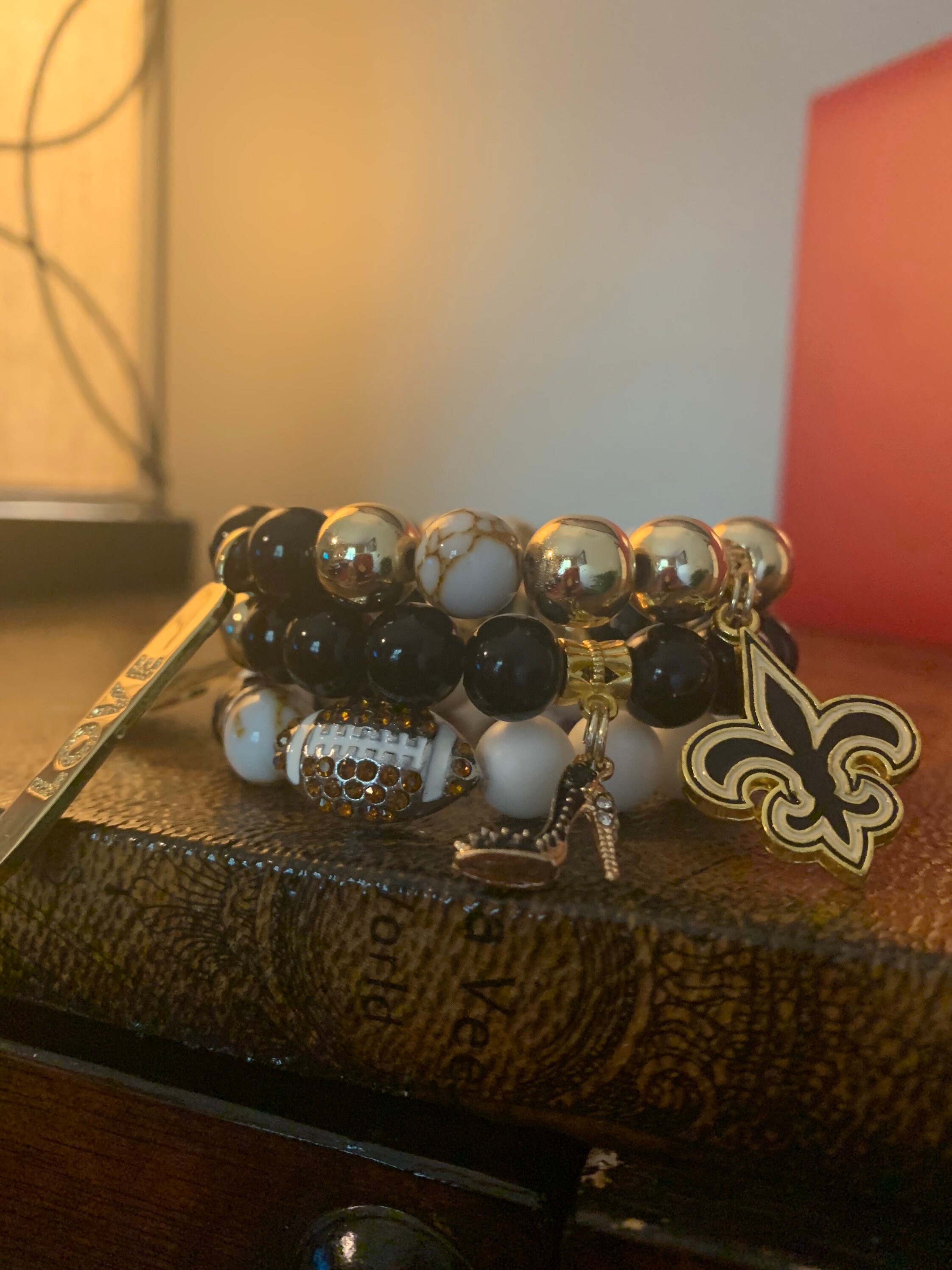 Saints Stretchable Charm Bracelet | Etsy