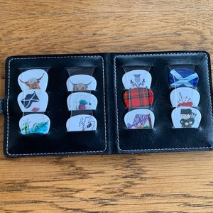Unique Scottish Style Plectrums in a Wallet - 12 Designs