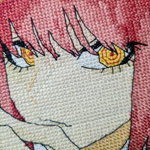 Cross stitch pattern Girl Red Eyes Demon Maki Chain PDF Instant Download