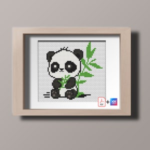 Cross stitching pattern Panda PDF Instant download Full cross Cute Animal Saga