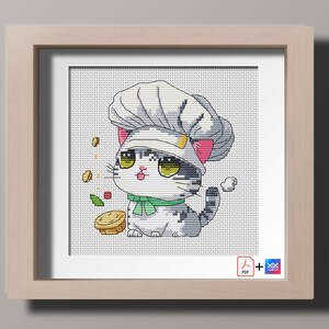 Cross stitch pattern Cat Cook Cake Instant Download PDF Saga