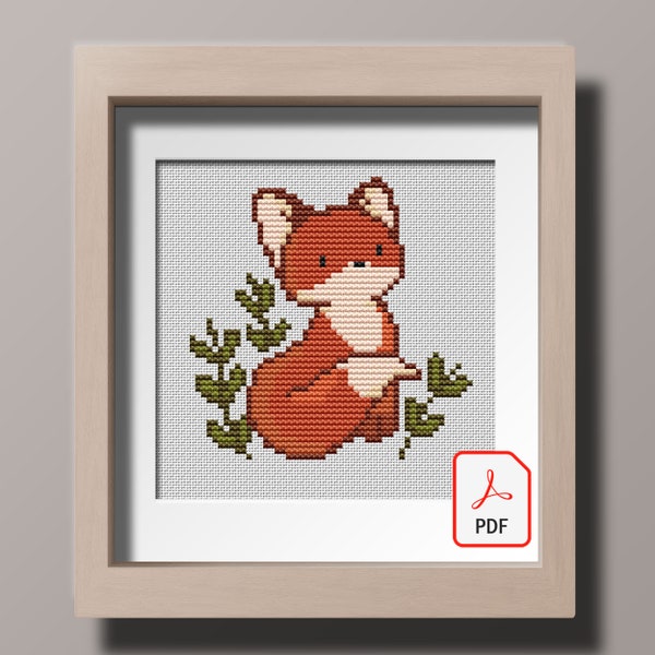 Cross stitch pattern Mini Fox Cute Animal Instant Download PDF