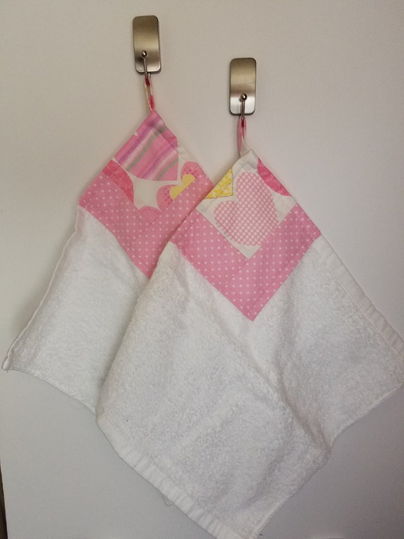 Decorative Hand Towel Pink Hearts Etsy