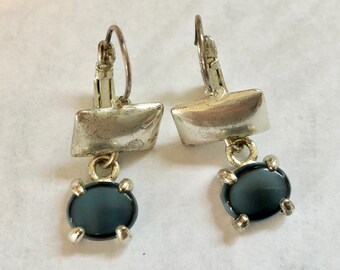 Deep blue stone and silver earrings