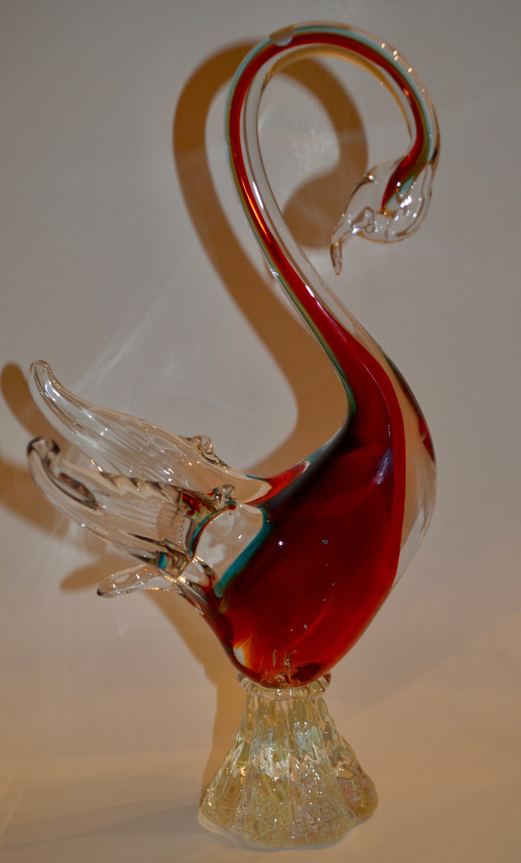 Vintage Murano Glass Swan - Red -rare - Etsy