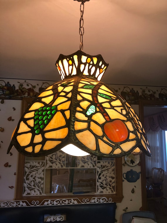 Antique stained glass sales chandelier