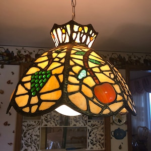 Vintage Stained Glass Fruit Pendant Light Chandelier