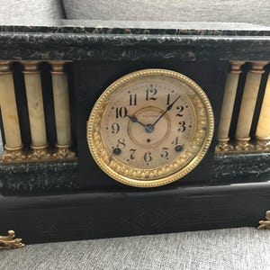 Vintage Antik USA SETH THOMAS Zeit, Doppelschlag, Uhr, Eichengehäuse