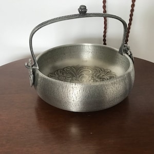 Pewter Bowl with Handle, 1991, Norwegian Metal Art.Stunning vintage EIK TINN Norway